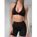 Спортивний топ бра з надзвичайно приємної тканини жіночий чорний