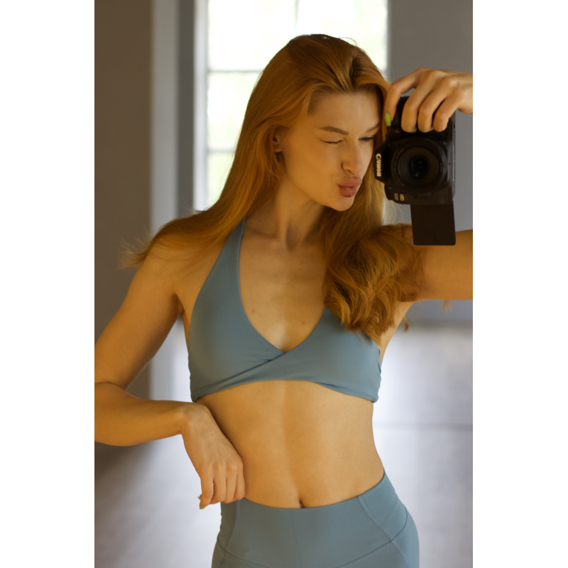 Спортивний топ бра з надзвичайно приємної тканини жіночий Блакитний