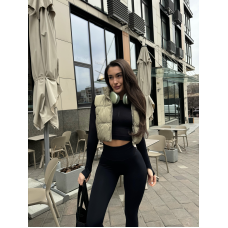 Безшовний комплект спортивний лосини з подвійним push up і топ лонгслів без чашок чорний Rise