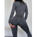 Безшовний комплект спортивний лосини з подвійним push up і топ лонгслів без чашок темно сірий Rise