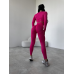 Безшовний комплект спортивний лосини з подвійним push up і топ лонгслів без чашок рожевий малиновий Rise