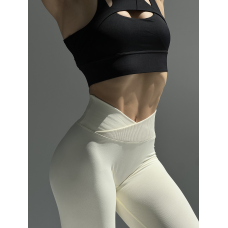 Базові щільні лосини з V-поясом та Push up слонова кістка молочного кольору легінси жіночі спортивні