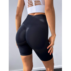 Спортивні велосипедки жіночі Push Up безшовні пуш ап базові чорні короткі