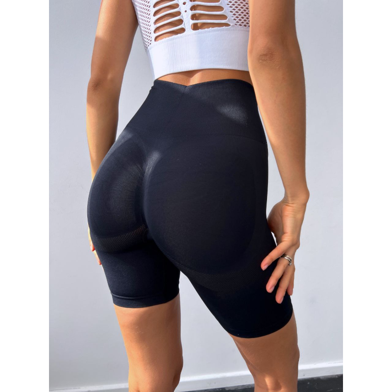 Спортивні велосипедки жіночі Push Up безшовні пуш ап базові чорні короткі