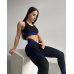 Спортивні лосини жіночі фактурні подвійний колір чорні з синім
