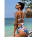 Пляжний комплект роздільний купальник із високою талією й туніка сітка М