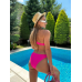 Суцільний монокіні купальник з вирізами у двох відтінках рожевого з купального біфлексу