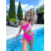 Суцільний монокіні купальник з вирізами у двох відтінках рожевого з купального біфлексу