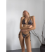 Роздільний леопардовий купальник бікіні на канатних зав“язках