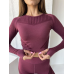 Комплект без Push up двійка топ лонгслів з довгим рукавом і легінси з стрілками бордовий