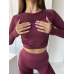 Комплект без Push up двійка топ лонгслів з довгим рукавом і легінси з стрілками бордовий