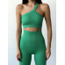 Push up комплект в рубчик топ бра на одне плече і лосини легінси зелений