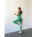 Push up комплект в рубчик топ бра на одне плече і лосини легінси зелений