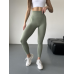 Спортивні лосини жіночі з подвійним Push up та V-подібним оливковий світлий хакі Спортивні лосини жіночі з подвійним Push up та V-подібним оливковий світлий хакі