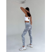 Спортивні легінси пушап жіночі мармурові димок сірі з білим