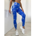 Спортивні легінси пушап жіночі мармурові димок сині з білим Спортивні легінси пушап жіночі мармурові димок сині з білим