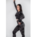 Спортивні легінси пушап жіночі мармурові шоколадні з чорним