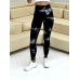Спортивні легінси пушап жіночі мармурові димок темно чорні з білим