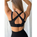 Спортивний кроп топ бюстгальтер на застібках чорний топ бра