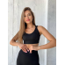 Спортивний кроп топ бюстгальтер на застібках чорний топ бра
