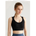 Спортивний кроп топ бюстгальтер на застібках чорний топ бра
