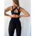 Спортивний кроп топ бюстгальтер на застібках чорний топ бра