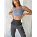 Спортивний кроп топ бюстгальтер на застібках сіро-блакитний топ бра