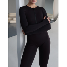 Жіночий спортивний комбінезон з довгим рукавом Easy чорний