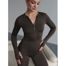 Жіночий спортивний комбінезон з довгим рукавом Easy оливковий