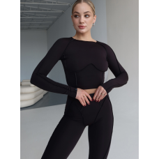 Комплект базовий спортивний Лосини Рашгард із зовнішніми швами чорний