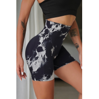 Жіночі мармурові велосипедки Push Up безшовні Чорний/білий