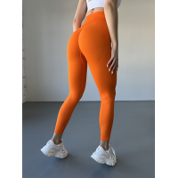 Спортивні лосини жіночі з подвійним Push up та V-подібним швом Оранжевий