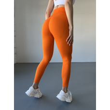Спортивні лосини жіночі з подвійним Push up та V-подібним швом Оранжевий