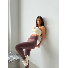 Спортивні легінси з перфорацією з подвійним Push up та V-подібним швом виварений колір коричневі