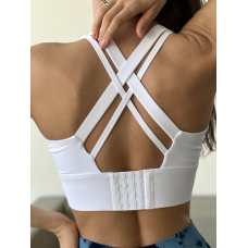 Спортивний топ бюстгальтер на застібках білий топ бра