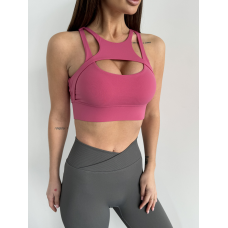 Зручний оригінальний спортивний топ колір рожевий топ бра