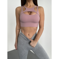 Зручний оригінальний спортивний топ колір пудровий топ бра