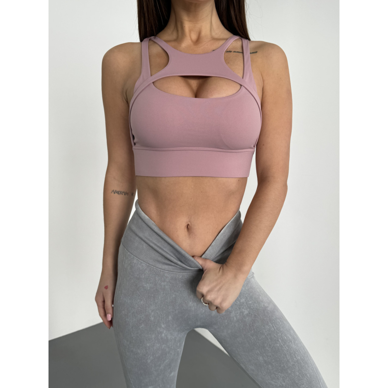Зручний оригінальний спортивний топ колір пудровий топ бра