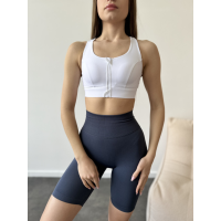 Спортивний базовий кроп топ на змійці спереду білий топ бра