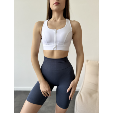 Спортивний базовий кроп топ на змійці спереду білий топ бра