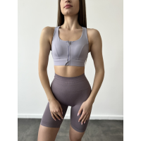 Спортивний базовий кроп топ на змійці спереду сіро-блакитний топ бра