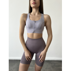 Спортивний базовий кроп топ на змійці спереду сіро-блакитний топ бра