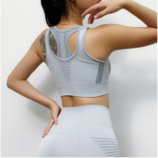 Безшовний комплект спортивний легінси і топ пуш ап світло сірий