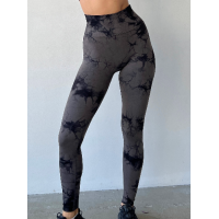 Спортивні легінси пушап жіночі мармурові шоколадні з чорним